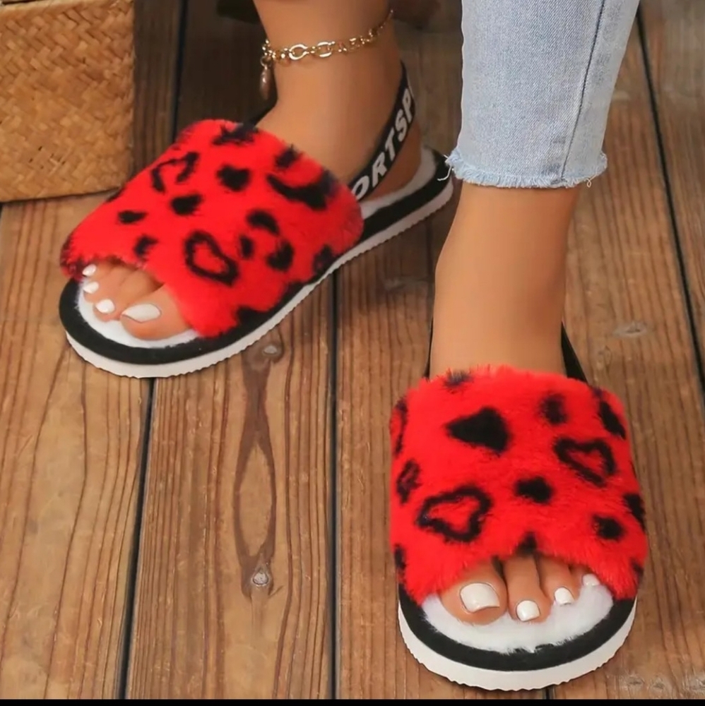 Fuzzy Red Slippers